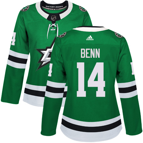 Adidas Dallas Stars #14 Jamie Benn Green Home Authentic Women Stitched NHL Jersey